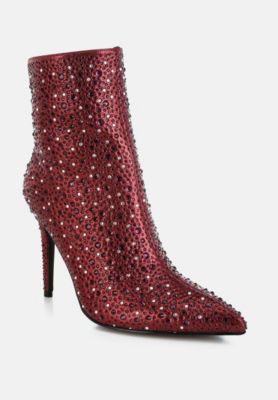 Womens Lobelia Rhinestones Embellished Stiletto Boots