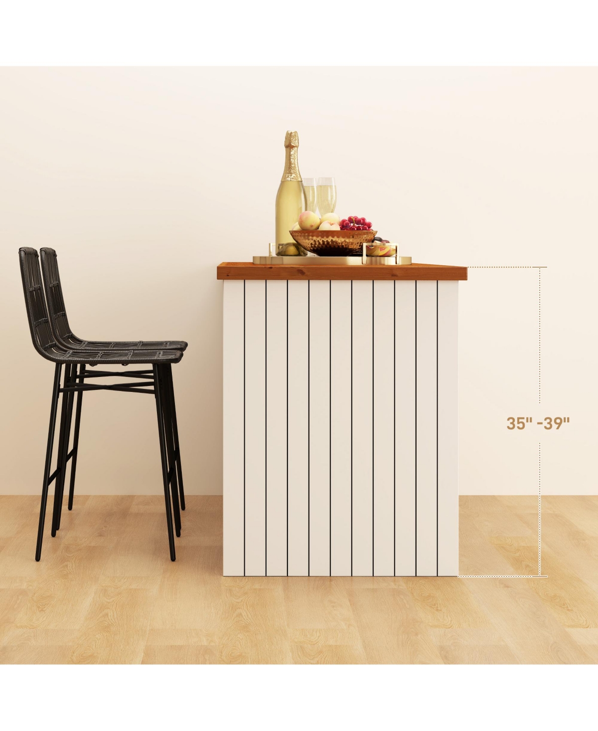 Homcom Rat Counter Height Bar Stools Set of 2 Barstools with Back,