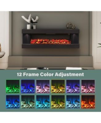 Suspended LED Light Mantel with Remote Control Stylish Electric Fireplace