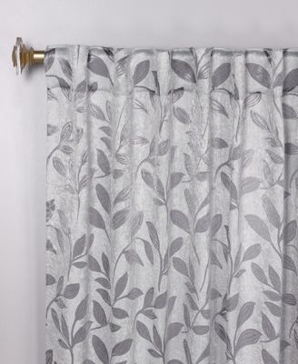 Leaves Modern Bohemian Back Tab Blackout Curtain Set, 52"x 63"
