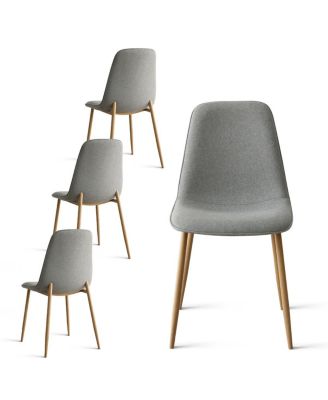 5-Piece Oak Finish Modern Round Glass Dining Set