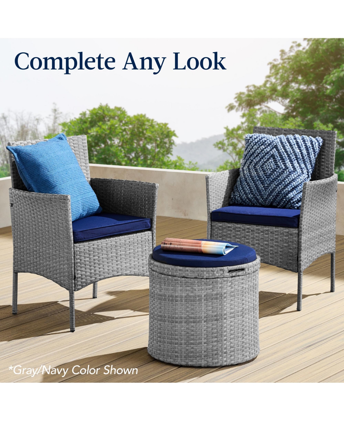 Best Choice Products Round Wicker Ottoman, Multipurpose Furniture w/ Removable Cushion, Steel Frame