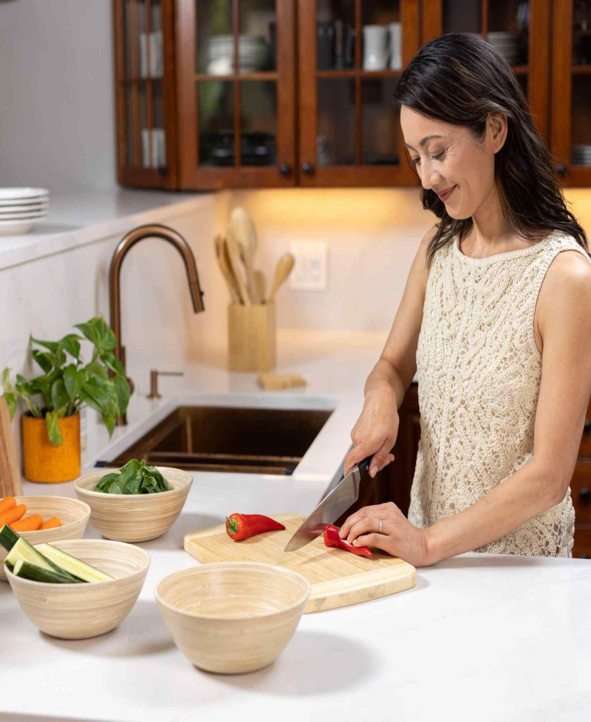 Joyce Chen Lexa Collection 4-pc. Salad Bowl Set In Brown
