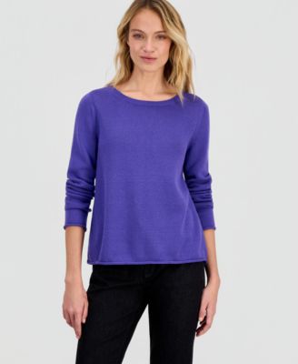Women's Solid-Color Boat-Neck Sweater