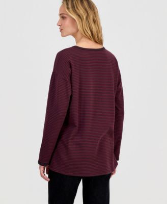 Women's Terry Striped Long-Sleeve Top