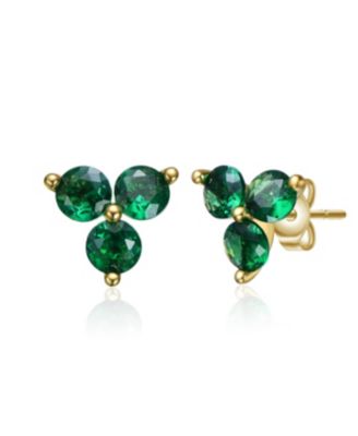14k Gold Plated Colored Cubic Zirconia Stud Earrings for Kids