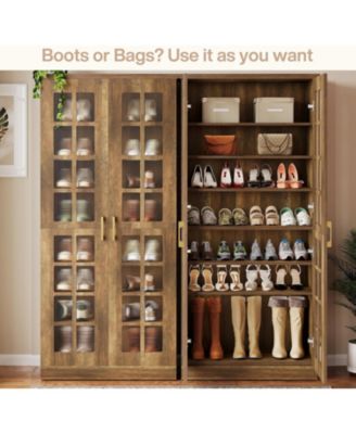 8-Tier Shoe Storage Cabinet with Adjustable Shelves,71-Inch Tall Shoe Cabinet with Doors