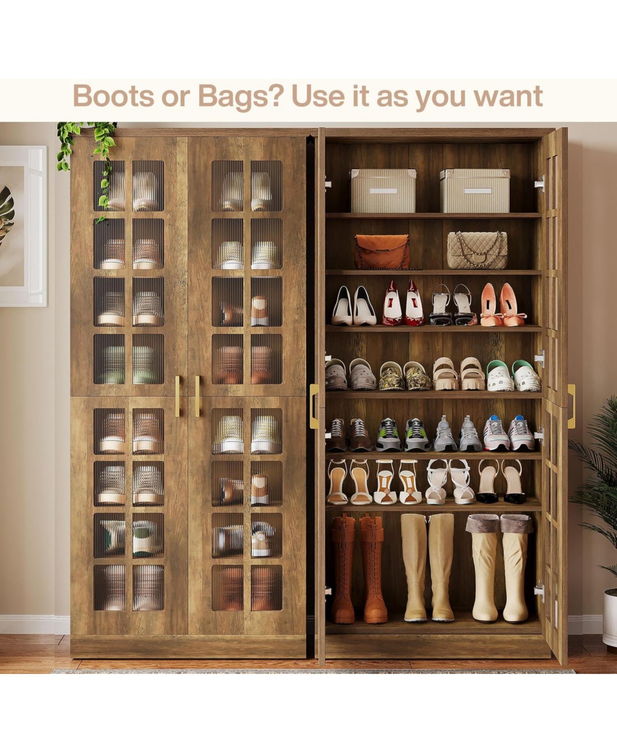 Tribesigns 8-Tier Shoe Storage Cabinet with Adjustable Shelves,71-Inch Tall Shoe Cabinet with Doors