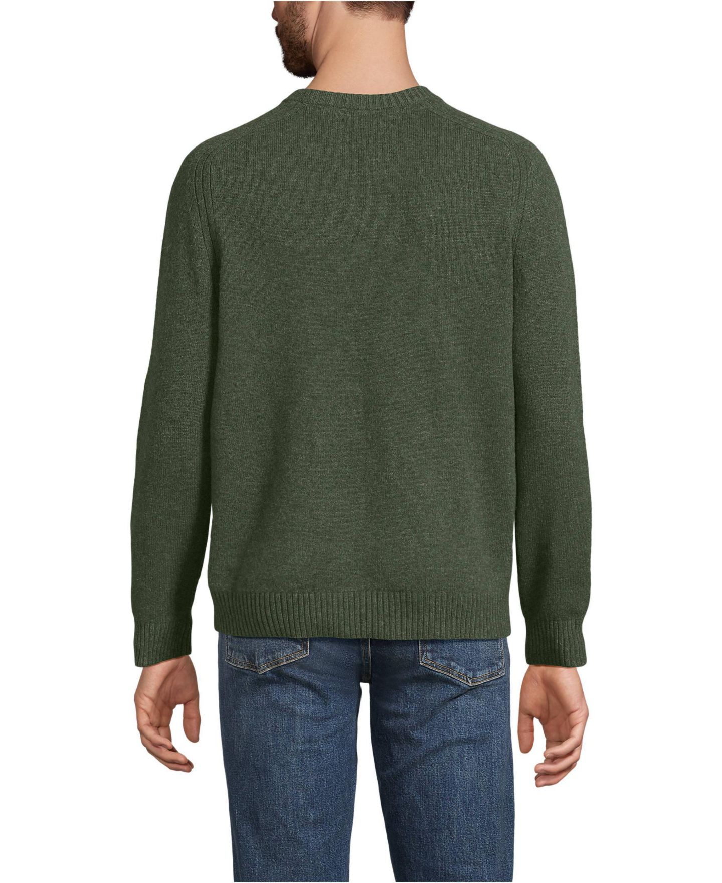 Мужской свитер Lands' End Long Sleeve Lambswool Crewneck, цвет: Thyme — фото 2