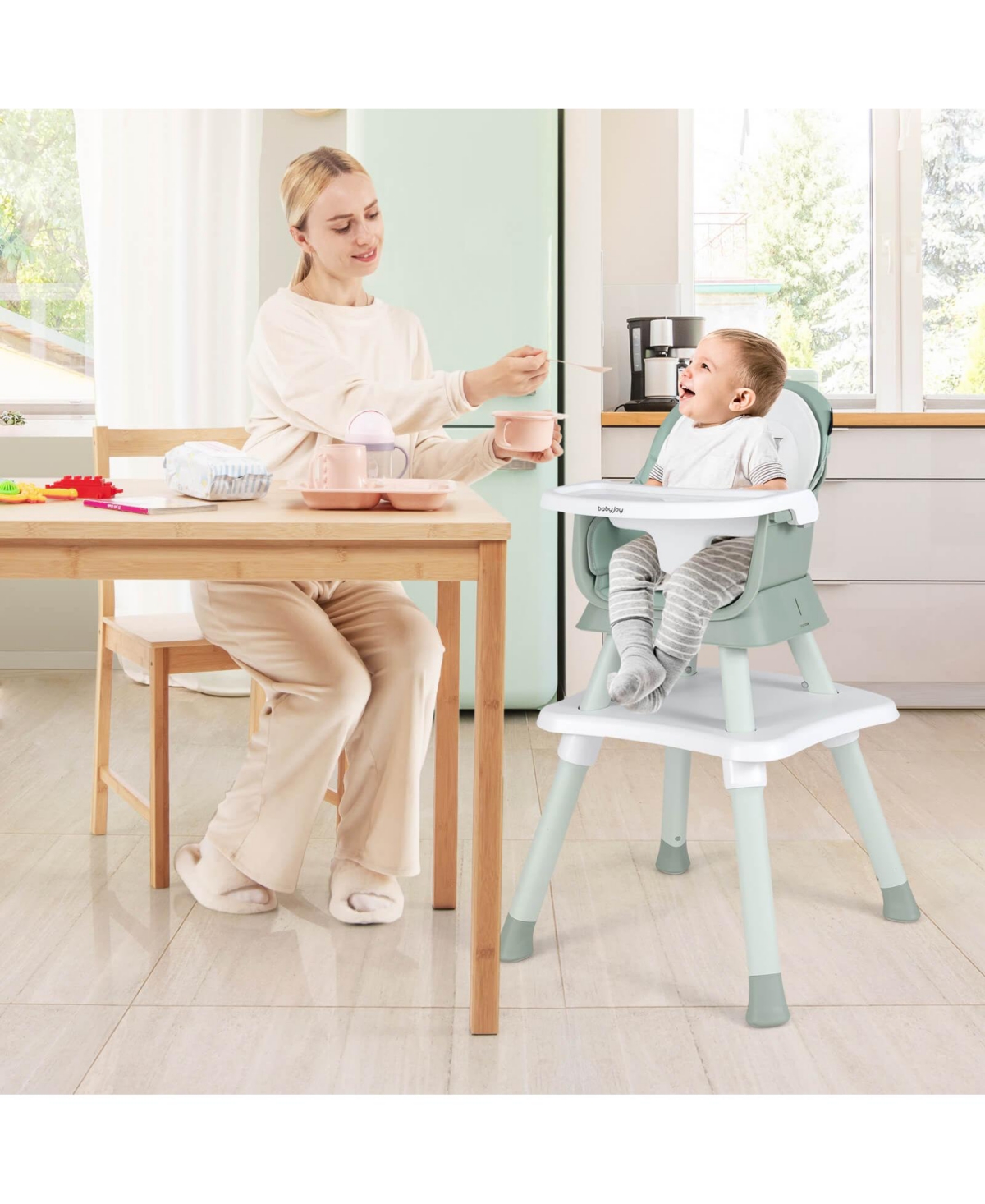 Costway Toddler 8-in-1 High Chair Convertible Dining Booster Seat w/ Removable Tray