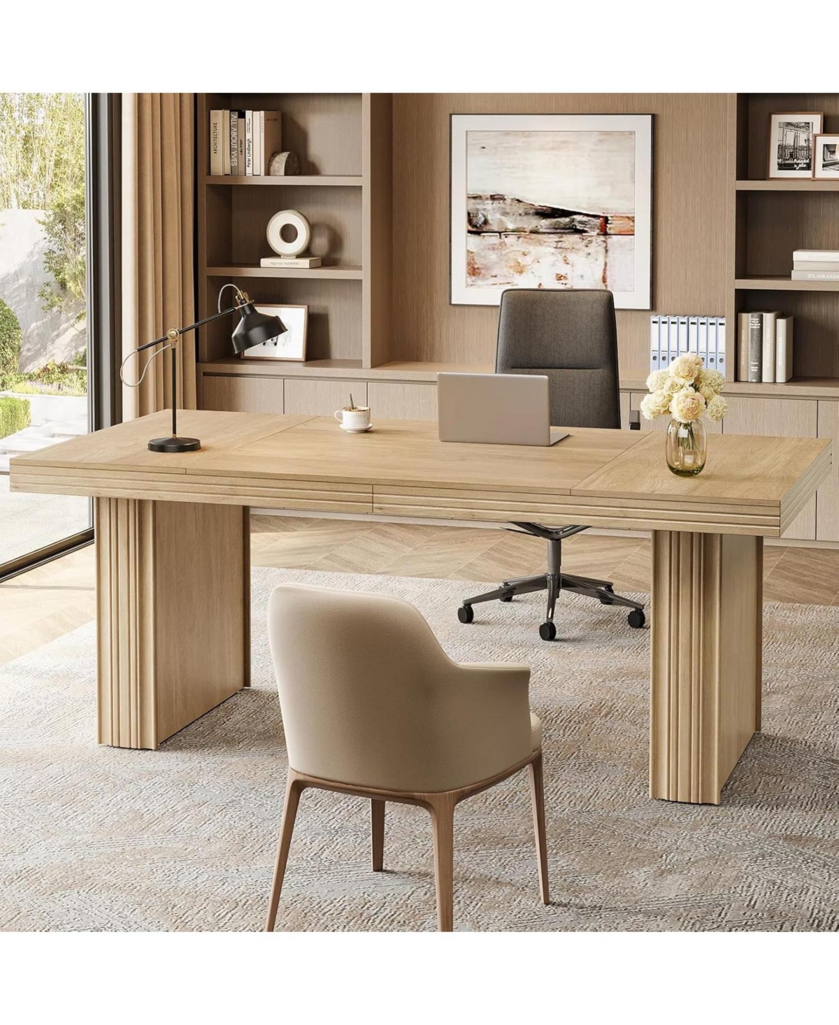 Tribesigns 63" Gaming Desk, Executive Desk, Large Office Computer Desk with Heavy-Duty Legs and Thickened Desktop