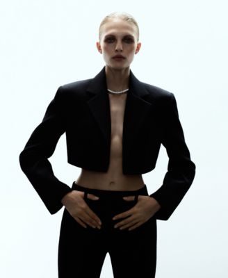 Women's Cropped Wool Suit Blazer