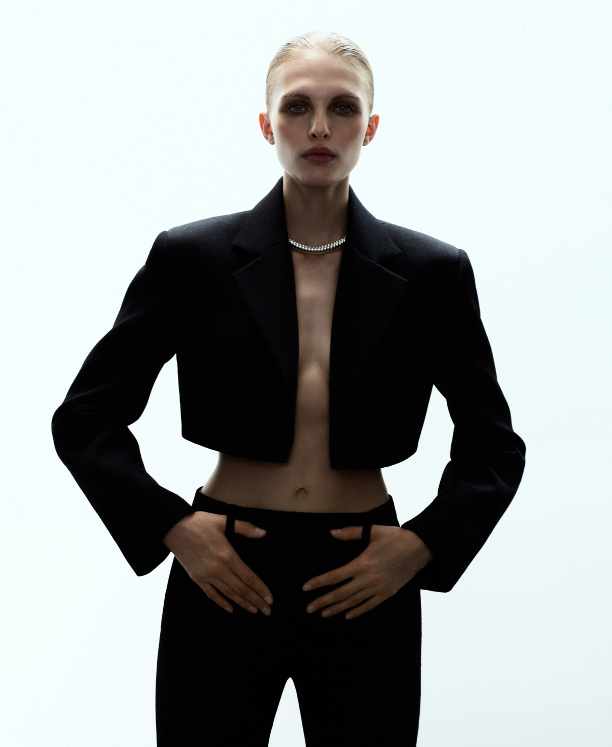 Mango Blazer De Costume Laine Crop Noir - Femme - Xl -  In Black