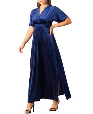Women's Verona V-Neck Velvet Evening Gown With Pockets