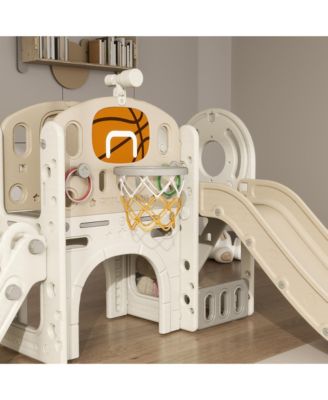 7-in-1 Toddler Slide, Playset Indoor for Ages 1-6 Years w/ Ring Toss