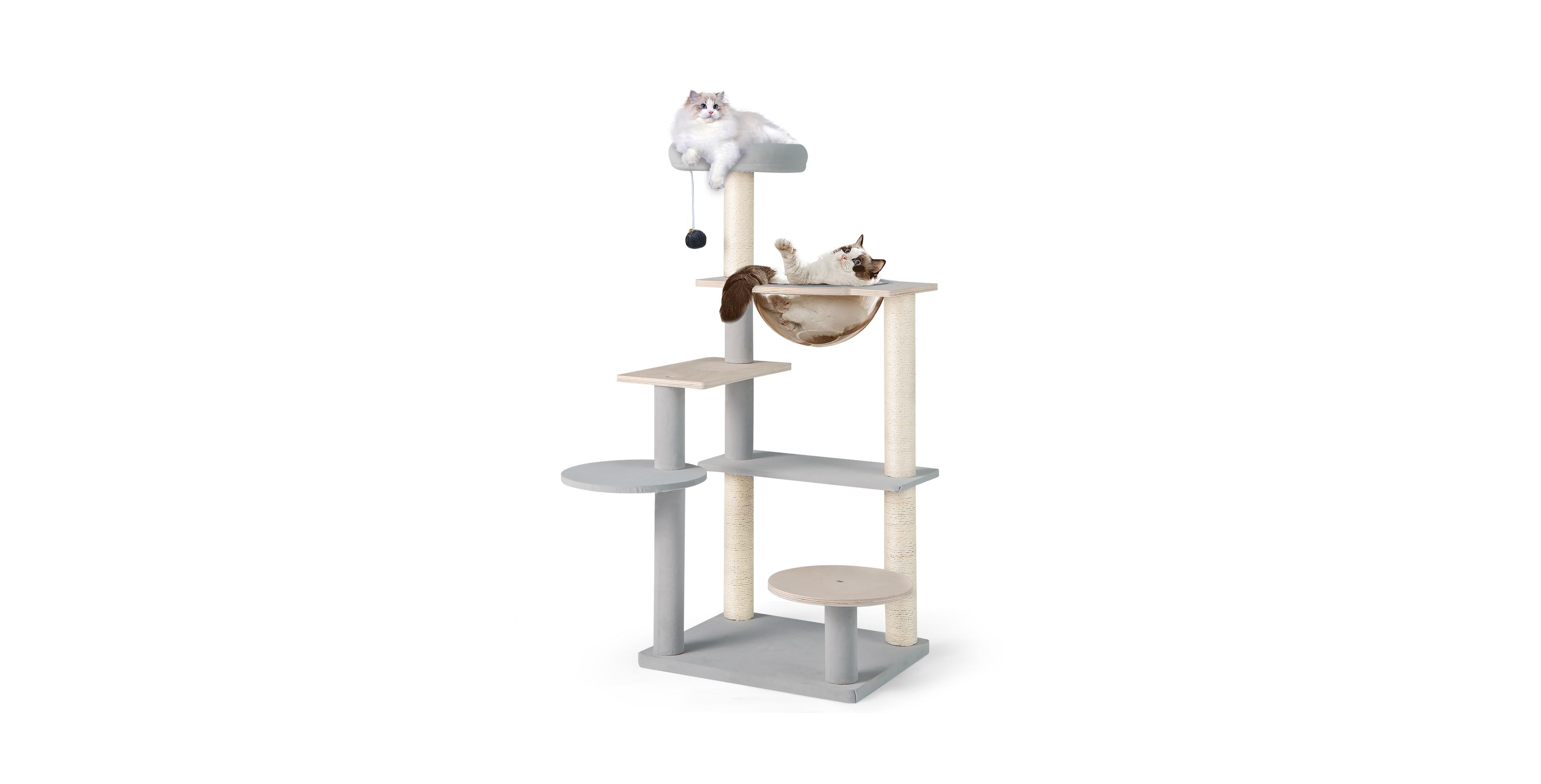 Gymax Modern Cat Tree 44 Inch Multi-level Cat Tower w/ Removable Padded Top Perch