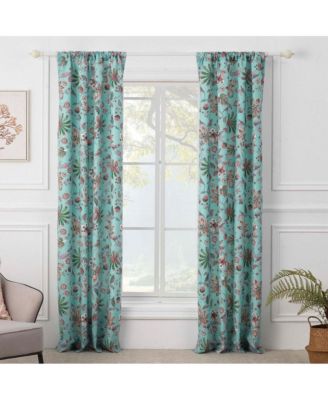 Audrey Window Panel Pair 42in x 84in (2) Turquoise by Barefoot Bungalow