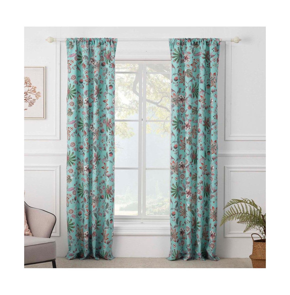 Audrey Window Panel Pair 42in x 84in (2) Turquoise by Barefoot Bungalow