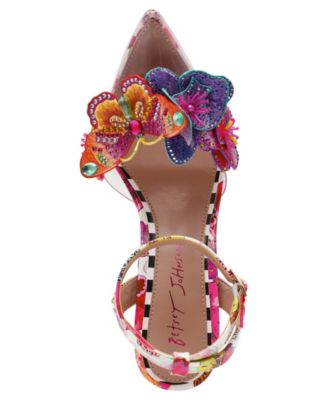 Women's Chelsie Butterfly Floral Ankle Strap Pumps