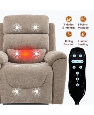 Chenille Dual Motor Infinite Position Up to 350 LBS Power Lift Recliner Chair with 8-Point Vibration Massage and Lumbar Heating,Blue