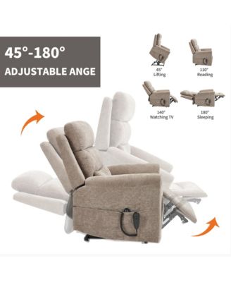 Chenille Dual Motor Infinite Position Up to 350 LBS Power Lift Recliner Chair with 8-Point Vibration Massage and Lumbar Heating,Blue