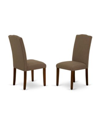 5 Piece Dining Table Set Consists of 1 Drop Leaves Wood Dining Table and 4 Dark Coffee Linen Fabric Upholstered Chair High Back with Nail Heads