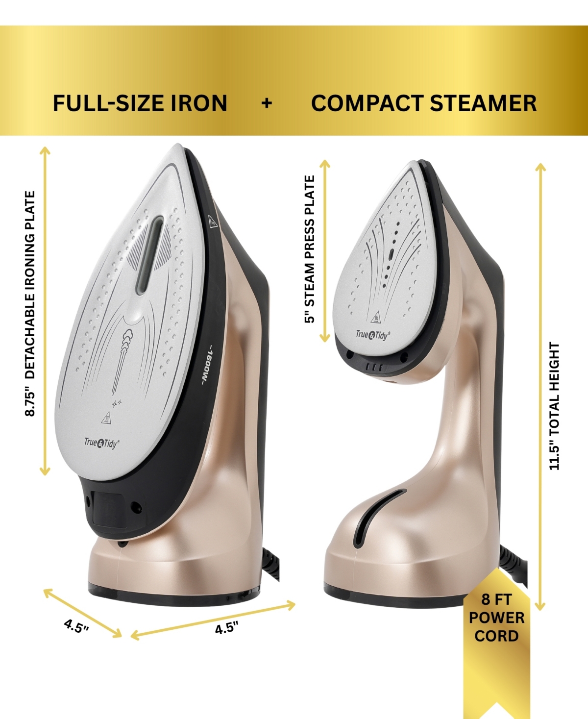 True & Tidy Duopress Xl Iron And Steamer In White