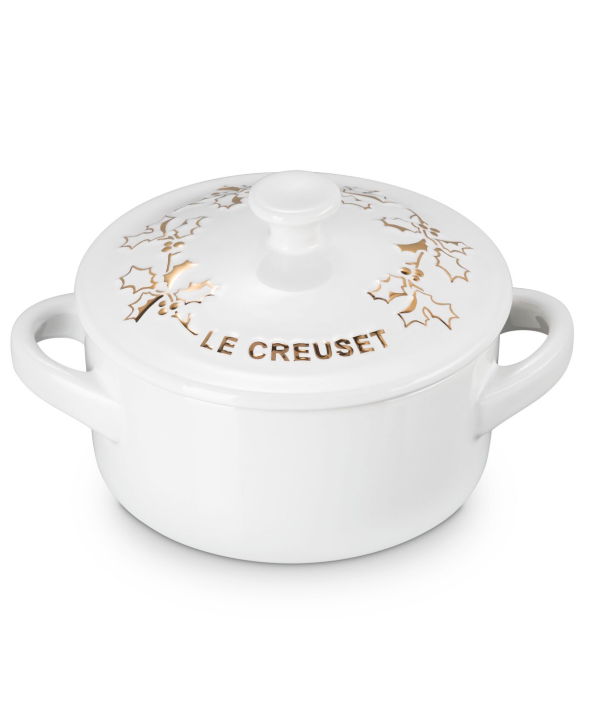 Le Creuset Stoneware Holly Collection 8 Oz. Mini Cocotte In White