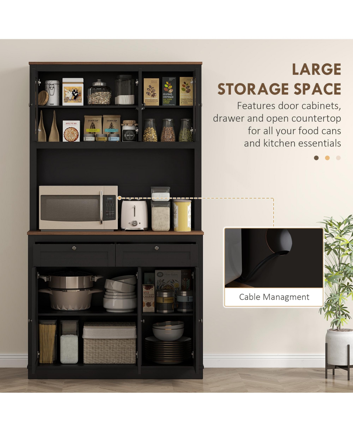 Homcom 71" Tall Kitchen Pantry Storage Cabinet with Microwave Sd,