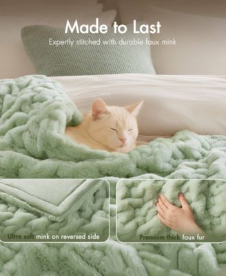 Ruched Reversible Faux-Fur Throw, 50" x 60"