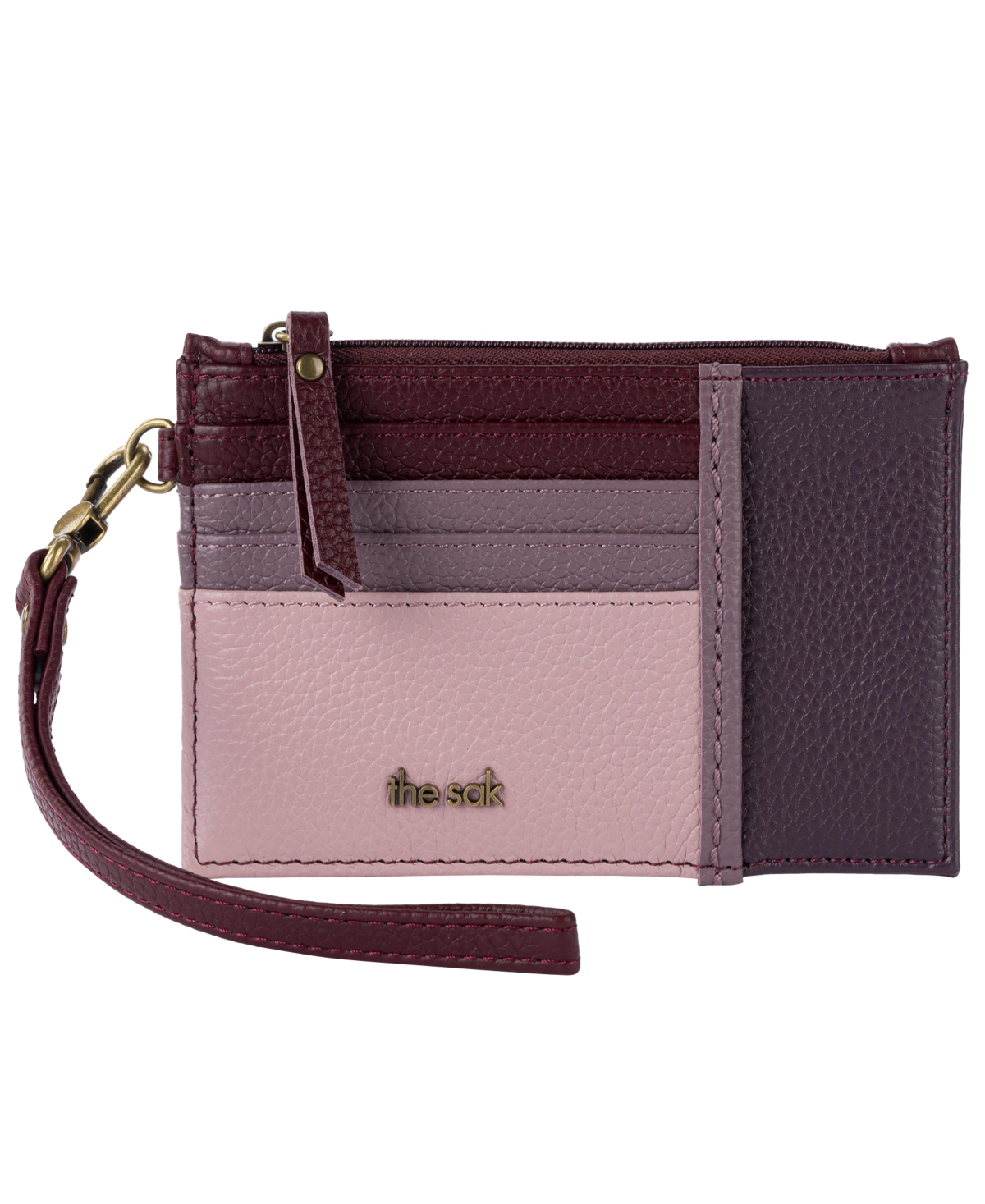 The Sak Card Case Zipper Wallet In Burgundy