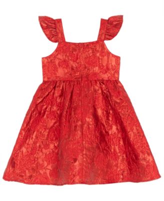 Girls' 4T-6X Metallic Sleeveless Dress with Bow Clutch