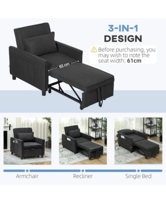 3-in-1 Convertible Chair Bed, Adjustable Sleeper Chair