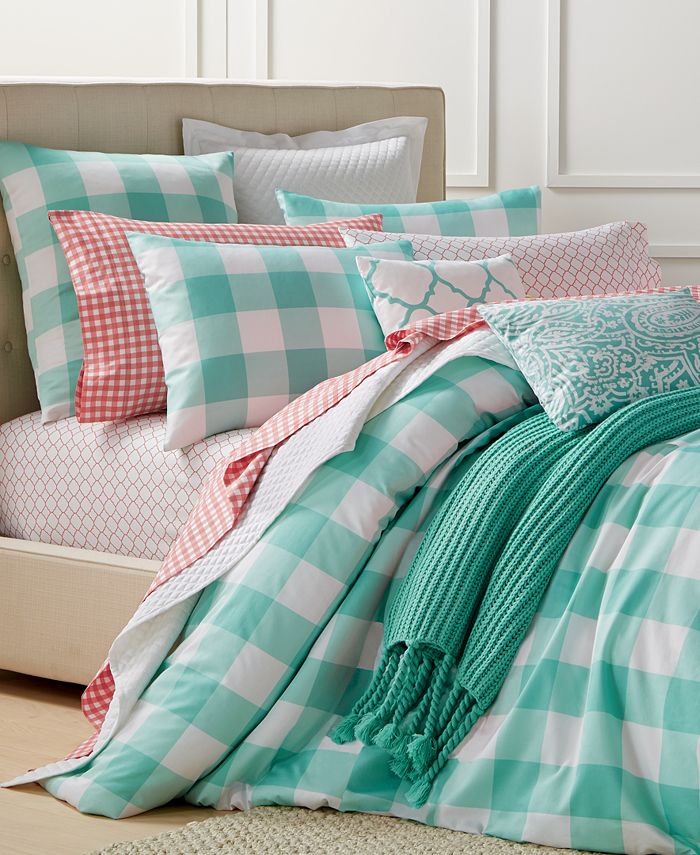 Charter Club LAST ACT! Gingham Teal Full/Queen Duvet Set, Created for