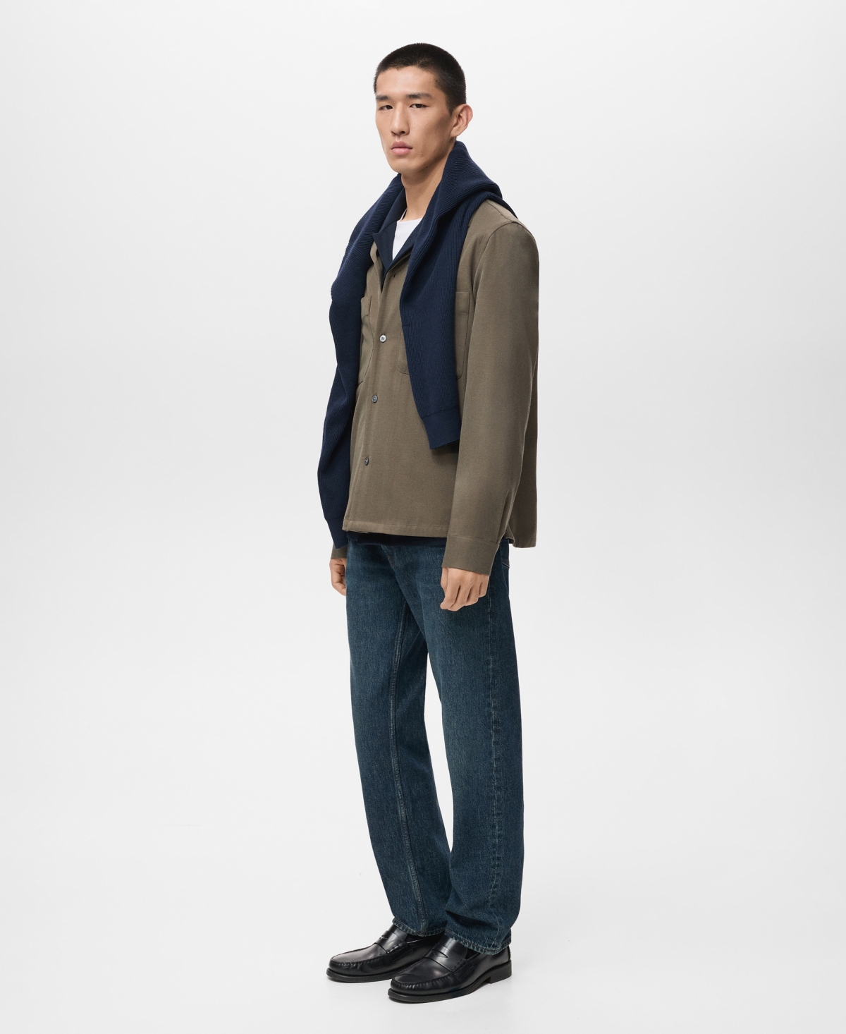 Mango Regular Fit Overshirt In Brown