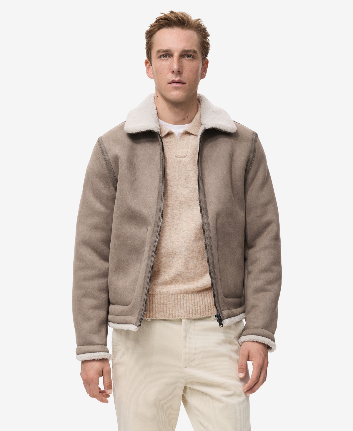 Mango Men's Sheepskin Details Double Face Jacket