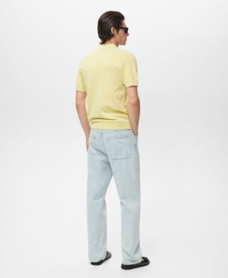 Men's Structured Knitted Slim-Fit Polo Shirt