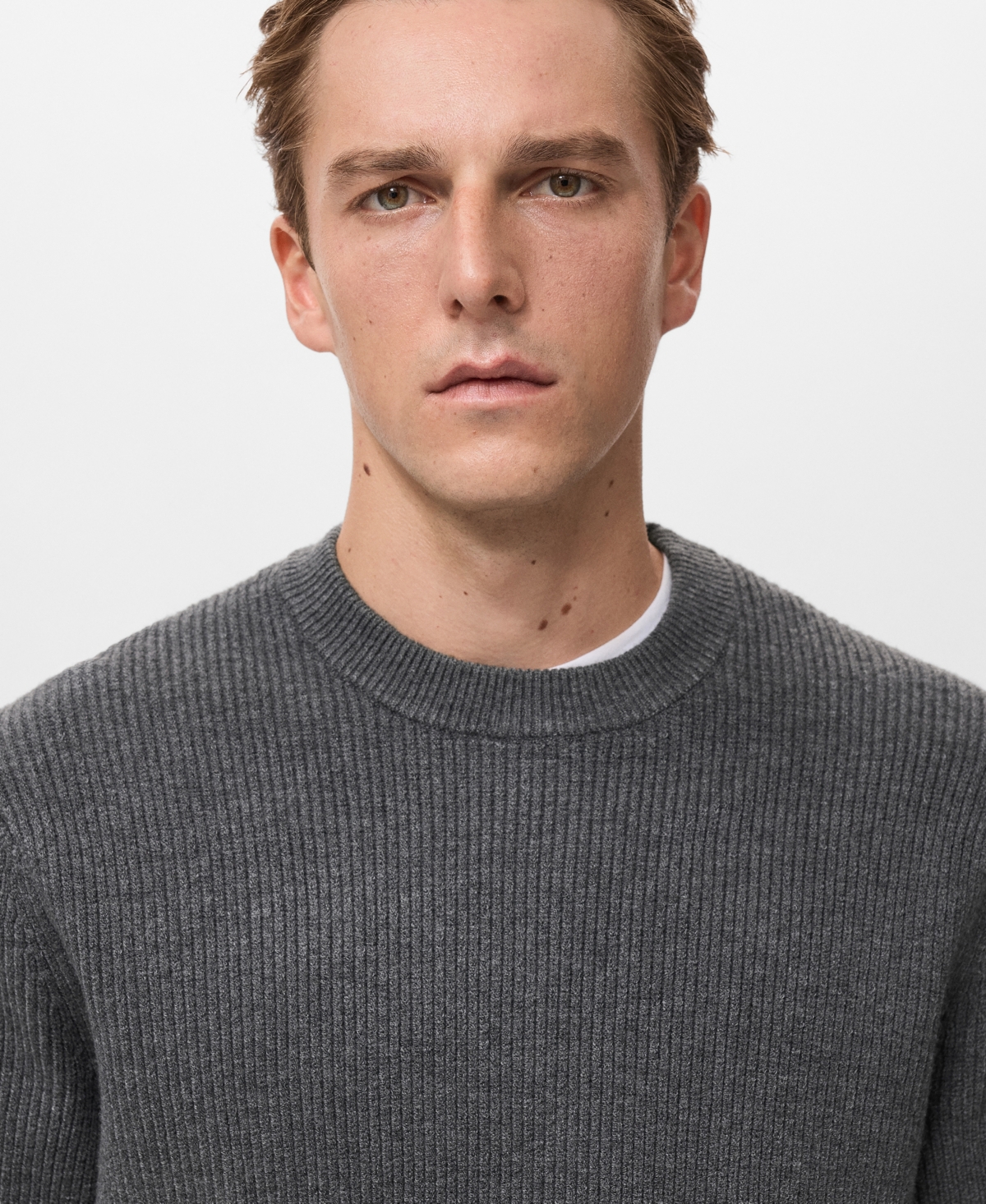 Mango Men's Ribbed Wool-Blend Sweater