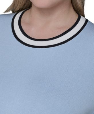 Women's Plus Size Crew Neck Short-Sleeve Sweater