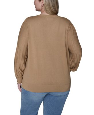 Women's Plus Size V-Neck Long-Sleeve Sweater