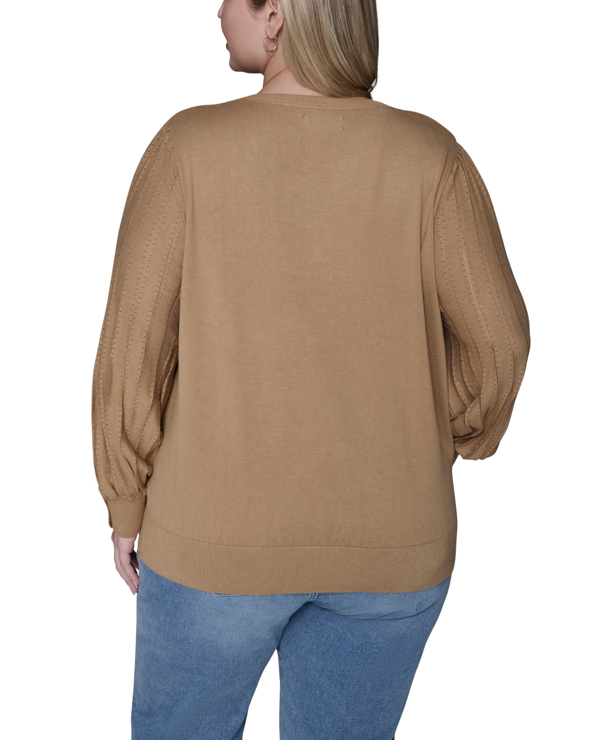 Karl Lagerfeld Paris Plus V-Neck Long-Sleeve Sweater