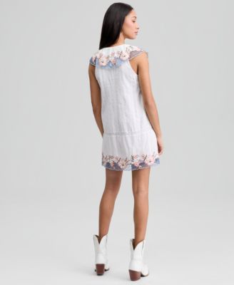 Women's Ruffled-Collar Embroidered Dress