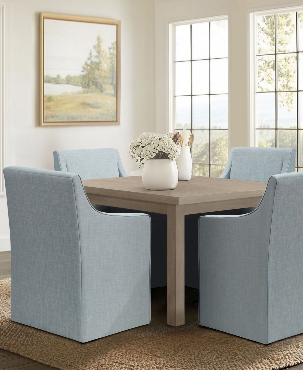 Madison Park Charlotte 24.5"W Skirted Dining Arm Chair with Casters