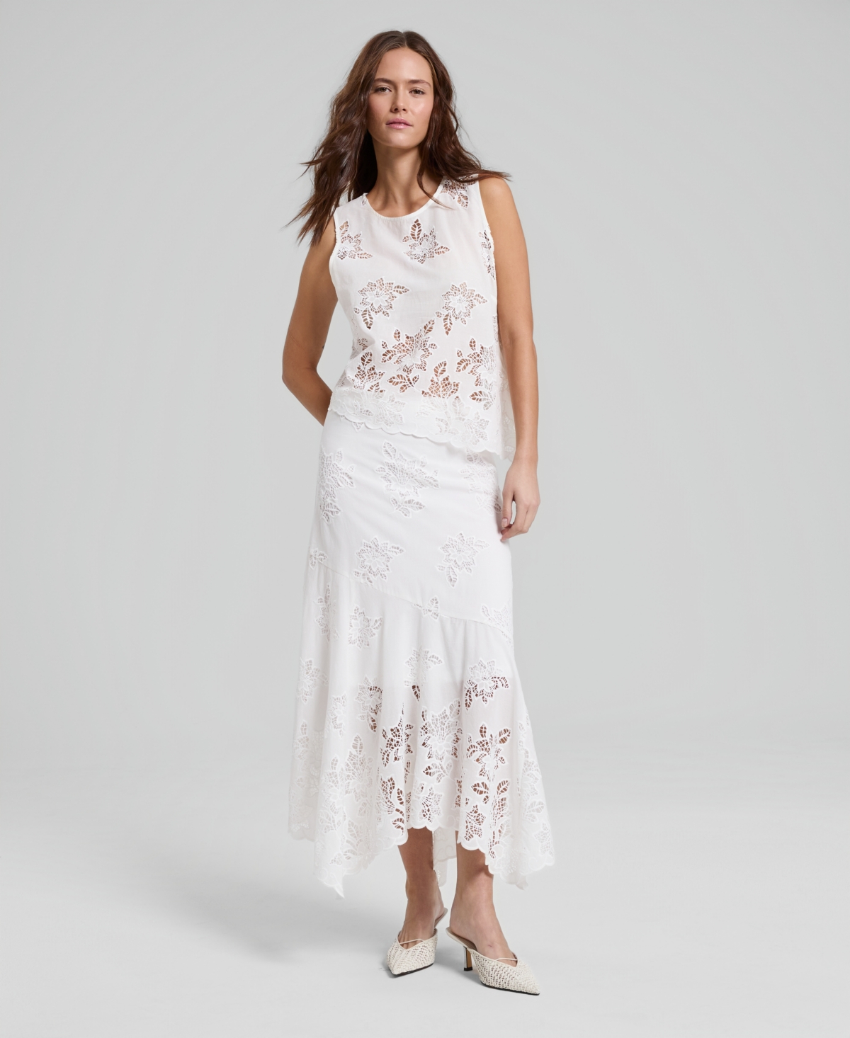 And Now This Women's Cotton Eyelet Asymmetric Top, Macy's Exclusive