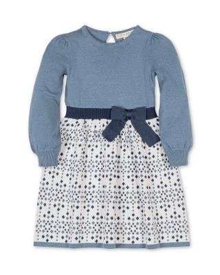 Toddler Girls Hope and Henry Organic Long Sleeve Skater Sweater Dress with Bow