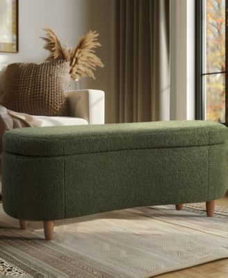 Bailey 48"W Boucl&eacute; Flip Top Storage Bench