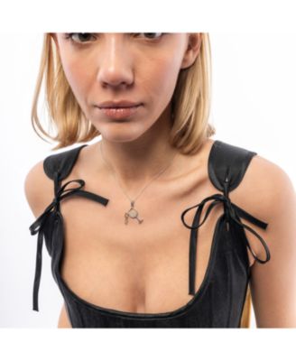 White Wine Glass Sterling Silver Necklace