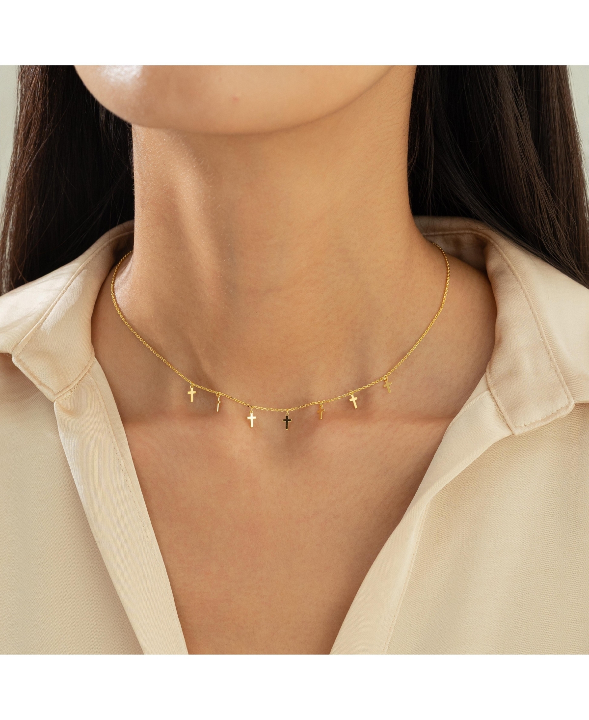 Bearfruit Jewelry Sterling Silver 18k Gold Plated Brianna Cross Necklace