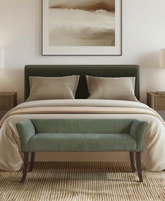 Welburn 49.5" Upholstered Bench with Back & Wood Legs