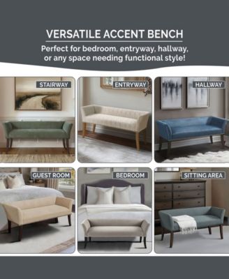 Welburn 49.5" Upholstered Bench with Back & Wood Legs